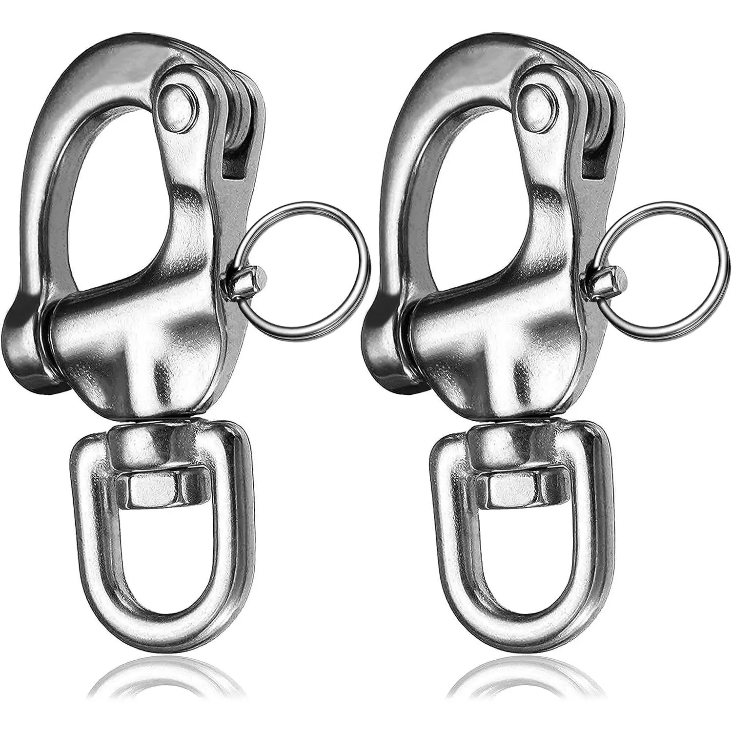 Swivel Eye Snap Shackle 316 Stainless Steel Quick Release Shackle 2 count | Swivel Shackles,Snap Shackles Sailing Halyard, Clevis Swivel Eye Snap Shackles for Sailing Rigging Shackles