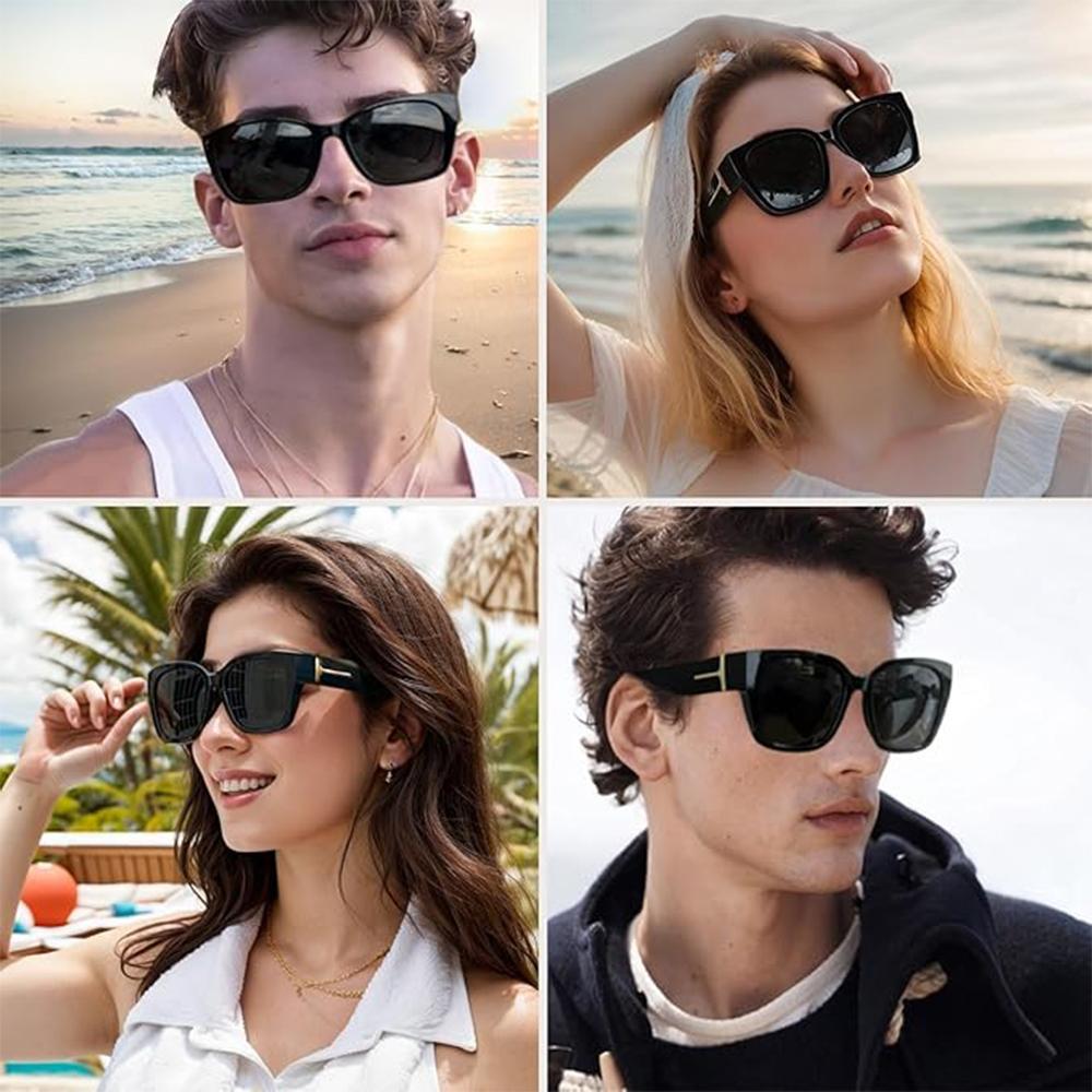 [FitOver Sunglasses]Polarized Sunglasses for Women and Men, Oversized Square UV400 Protection Sunglasses, Comfortable Wear Over Glasses for Driving Cycling Fishing