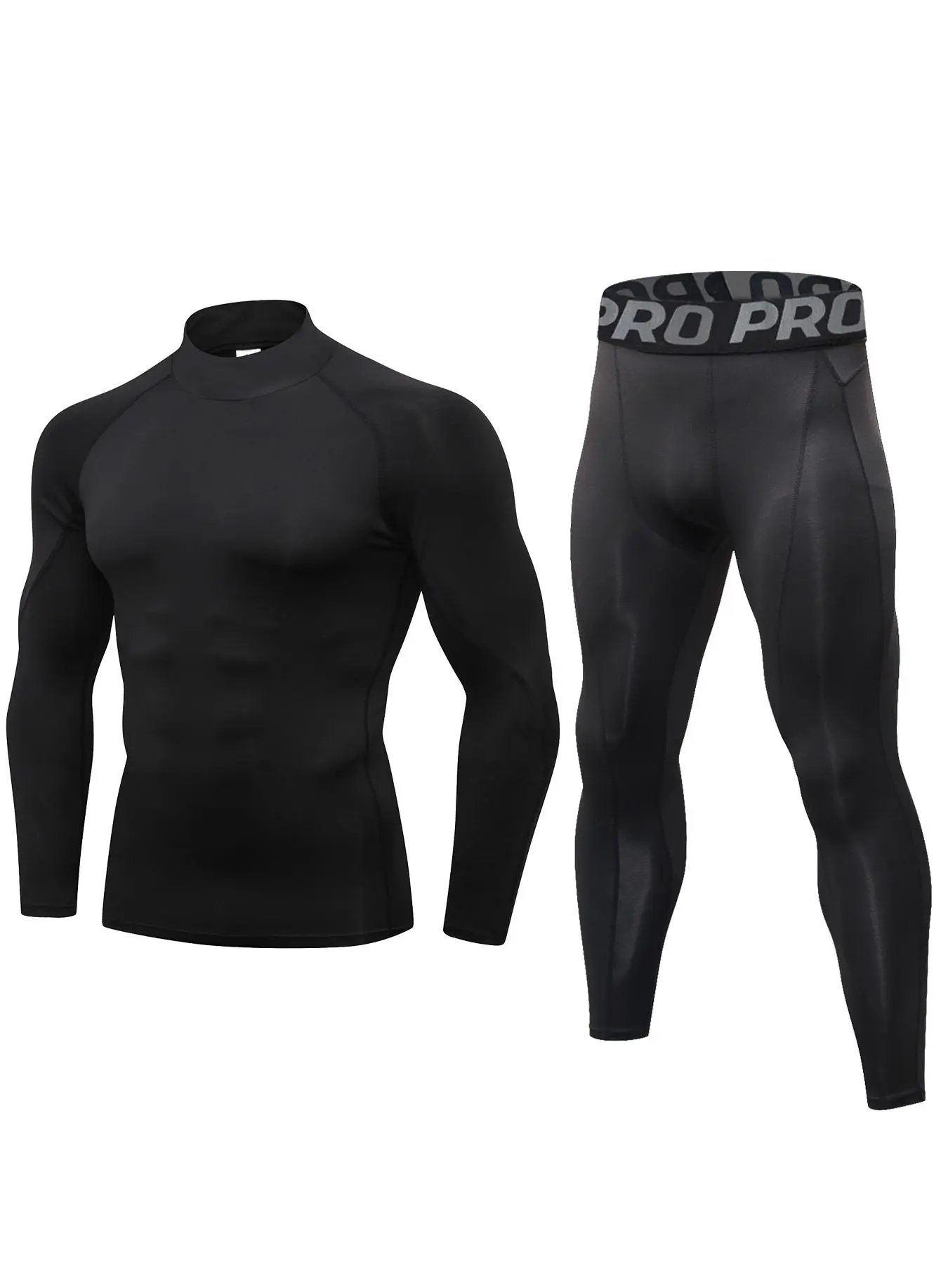 Mens Thermal Underwear Set Long Sleeve Compression Top and Long Johns Thermal Base Layer Bottom Compression Pants for Running Cycling Skiing in Winter Compression Sportswear Sports Clothing Underwear Sporty Underwear