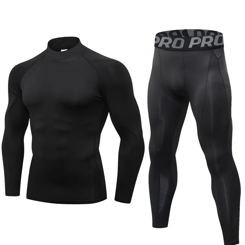 Mens Thermal Underwear Set Long Sleeve Compression Top and Long Johns Thermal Base Layer Bottom Compression Pants for Running Cycling Skiing in Winter Sports Clothing Underwear Sporty Underwear Sports Gear