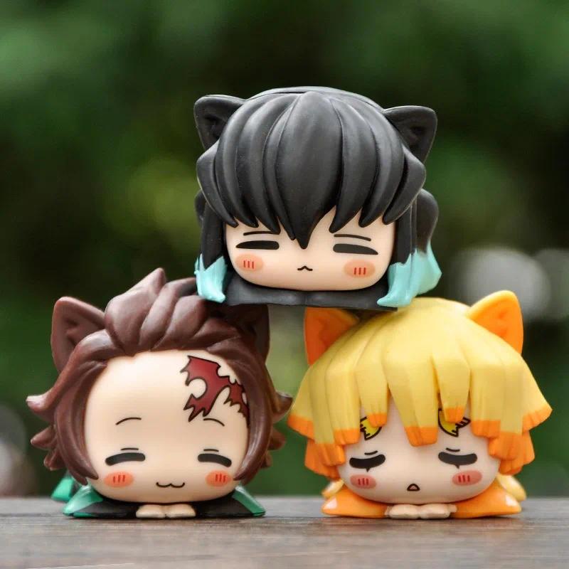 Demon Slayer: Cat Ears Figure Pose Model Table Decoration Cute Q Version Furniture Decoration Collectible Gift