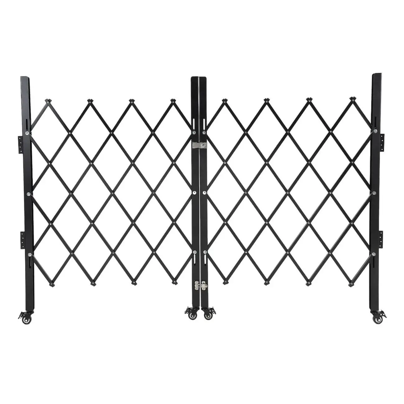 Garvee 360° Swivel Caster Folding Security Gate, 52"H x 75"W Lockable Steel Gate for Outdoor Gardens and Pool Areas, Durable and Secure Barrier