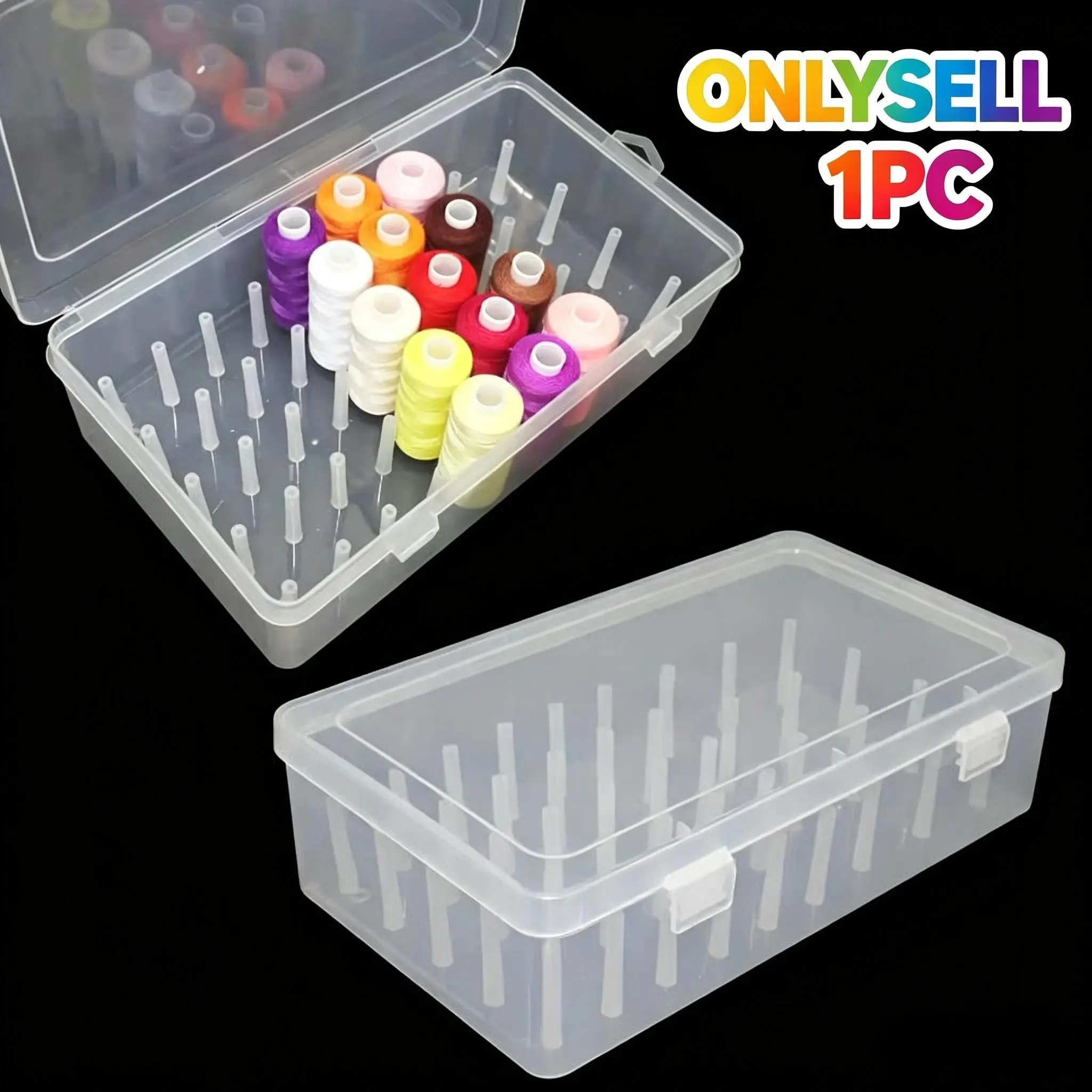 42 transparent plastic sewing thread storage box-durable multifunctional storage box, suitable for medium-sized spools, handicraft rooms and travel goods, white fabric storage box with transparent interlayer, spool storage box, durable material.