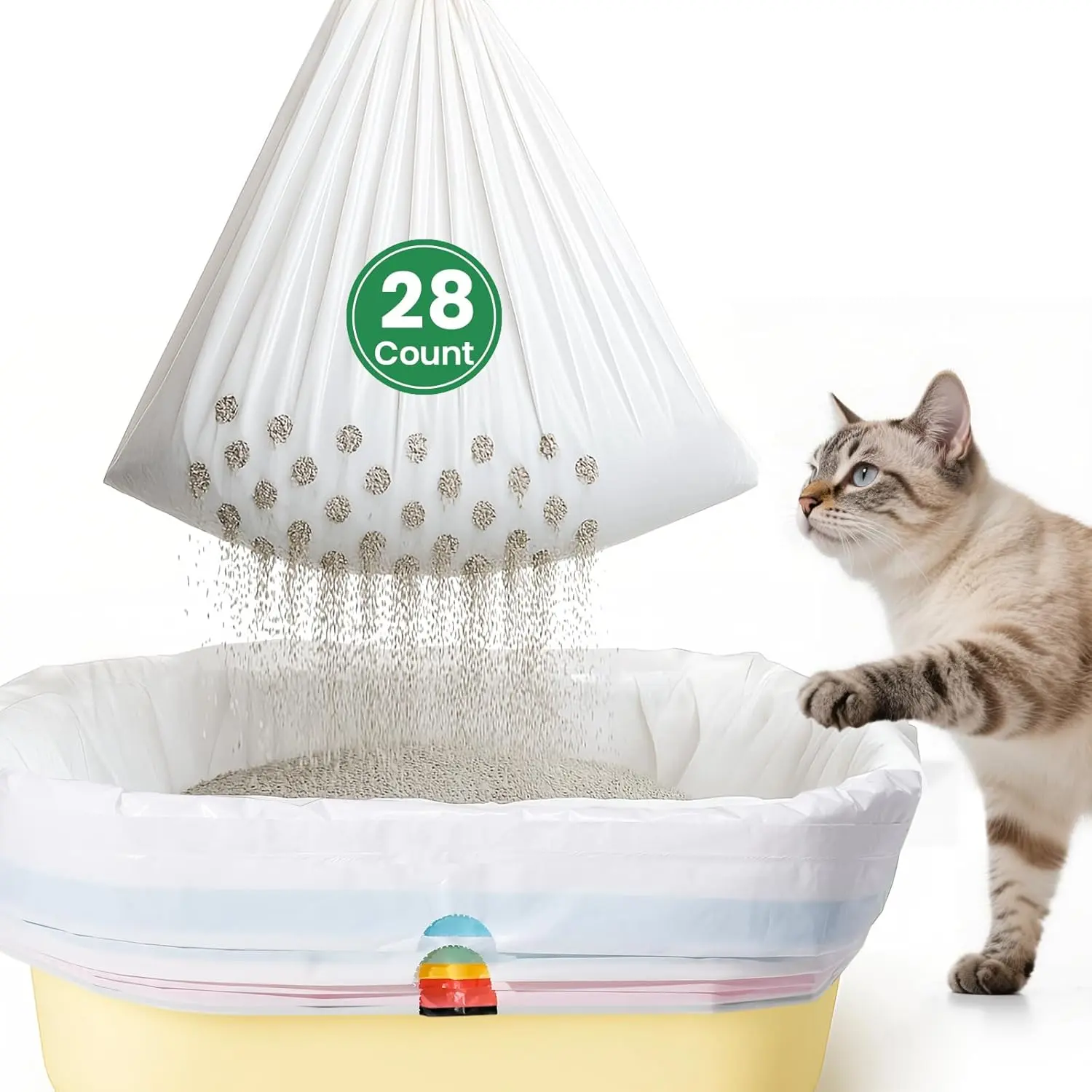 Heavy Duty Thickened Sifting Litter Liners 37x18 Inch 28 Pack With 7-Day Litter System For Most Litter Boxes Cat Supplies