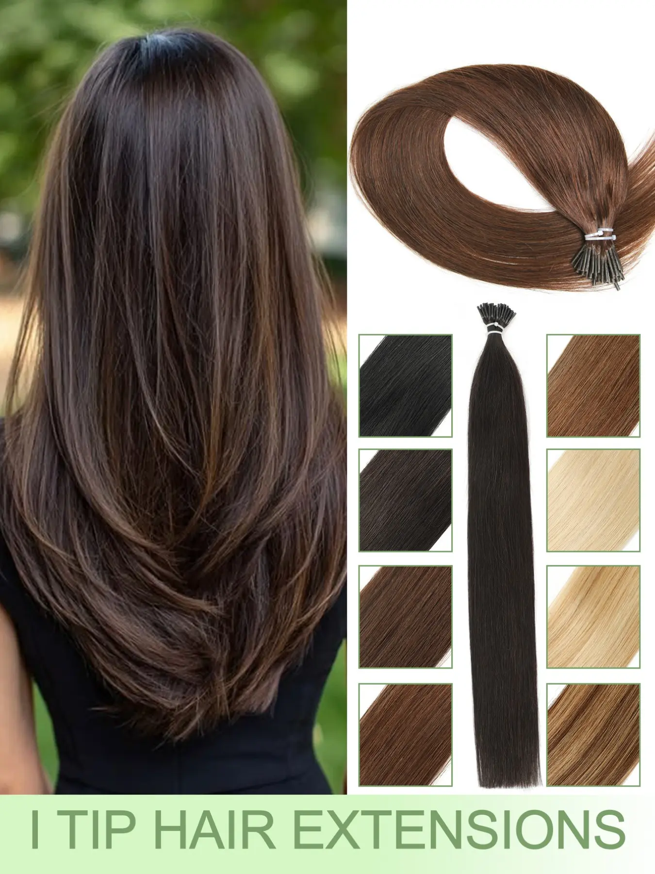 I-Tip Human Hair Extensions, 12-20 Inches, Cold Fusion, Smooth Straight Texture, Seamless Blend, Easy to Wear, Perfect for Weddings