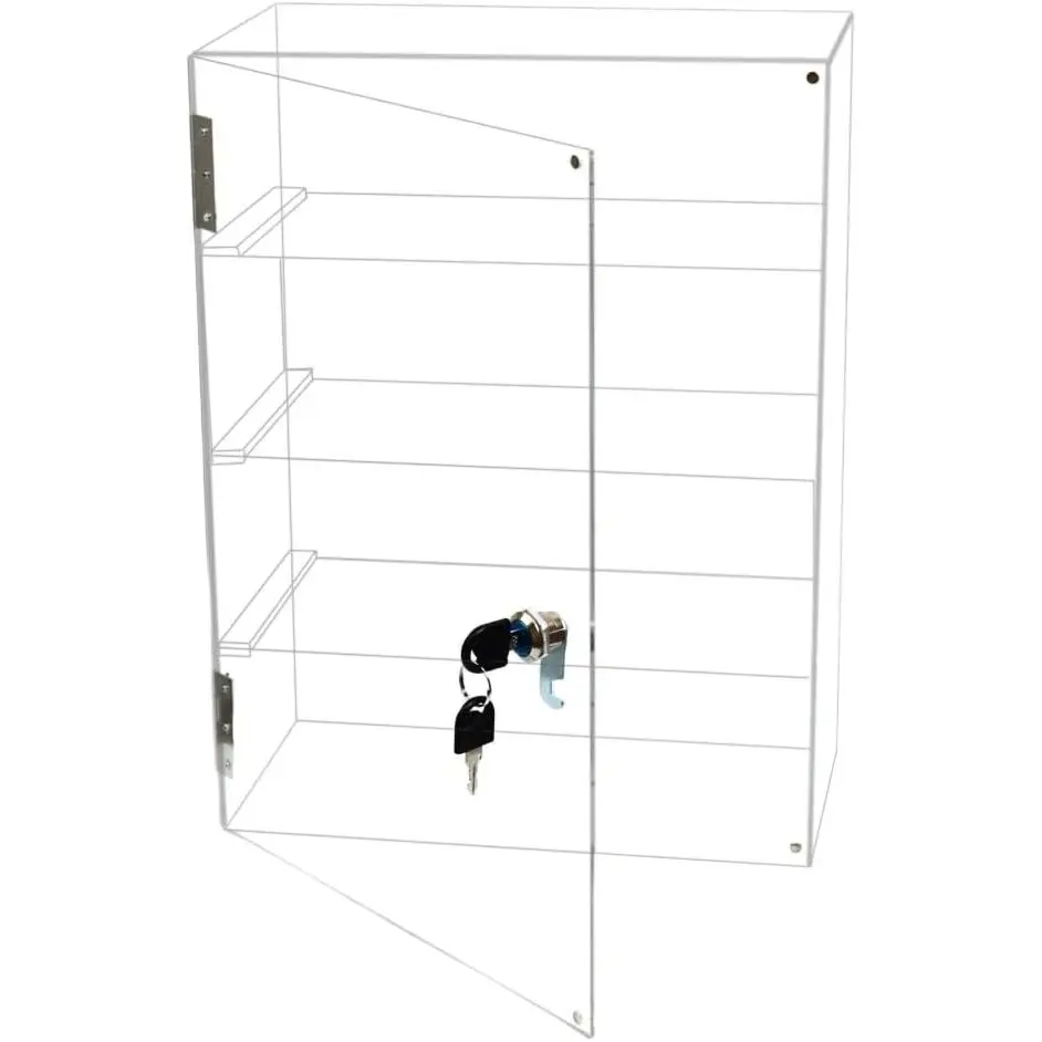 4 Shelf  Display Case with Lock, Cabinet for Collectibles | Clear lockable countertop , vitrinas para colecciones, small case for figures, , bobblehead, perfume,