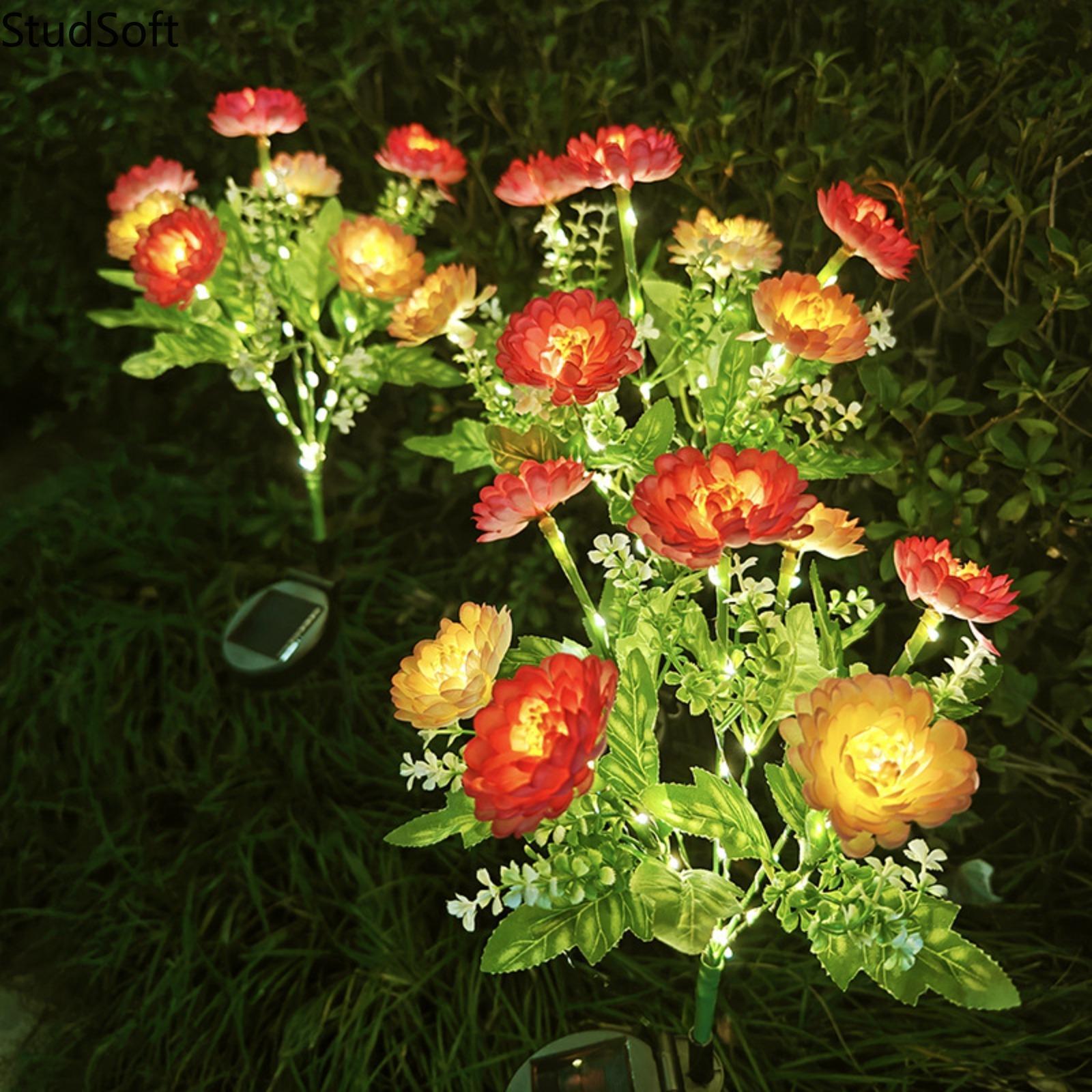 New 7-Head Solar Snow Lotus Light — Outdoor Realistic Artificial Flower Lamp, 7-Branch LED Faux Flower Ground Stake Light & Lawn Lamp