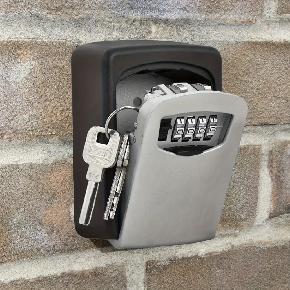 1 Super Secure Key Case - Outdoor Wall Mounted Key Safe with Lock and Lid - Hard Plastic - Suitable for Home, Car, Hotel and Emergency Access - Key Case - Ideal for Travel, Home Security and Refurbishment Needs