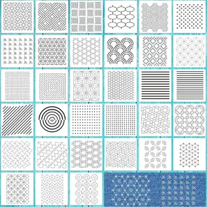 33 Pcs 4.7 X 4.7 Inch Plastic Geometric Sashiko Pattern Template for Drawing Sewing Quilting Embroidery DIY Creative Design