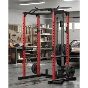 Power Cage for Home Gym, 1200LB Heavy Duty Squat Rack with Optional Pulley System, Dip Handles and Versatile Training Attachments for Full Body Workouts