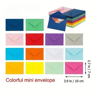 21/56pcs-Cute mini self sealing envelope - mixed colors (pink, blue, red, yellow, purple, cowhide) - self-adhesive seal suitable for greeting cards, bills, invitations, perfect for office, school,