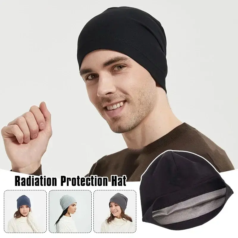 Silver Fiber Anti Radiation Hat Mobile Phone Emf Protection Pullover Hat Men Women Rf Electromagnetic Wave Shielding Cap Beanies,skull,,Solar,Fan,Outdoor,cycle,spider web sport,windproof,cold,one-piece pullover hat