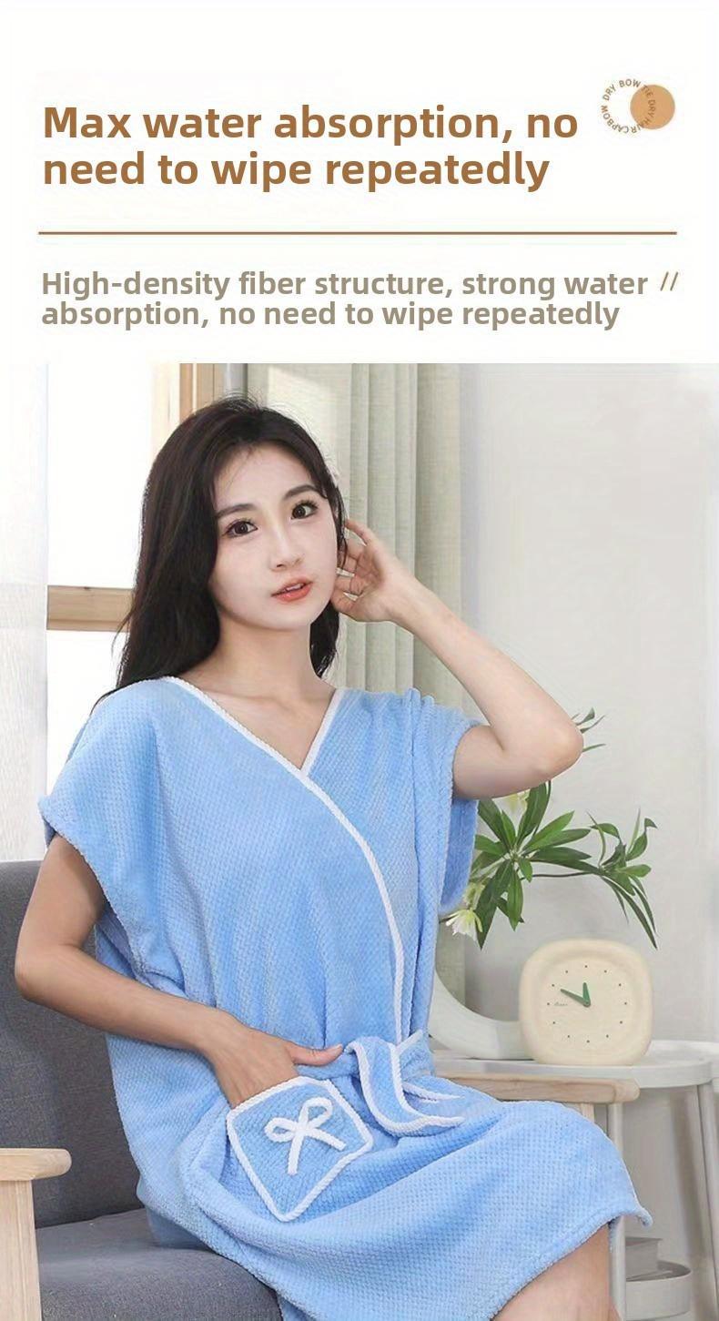 A Super Absorbent, Quick-drying, Wearable Bath Towel. This Adorable and Soft-style Home Bathrobe Is Skin-friendly and Breathable. It Can Be Worn Instantly After Showering Without Sticking to the Body, and It Doesn't Shed Lint. Comfortable and Warm