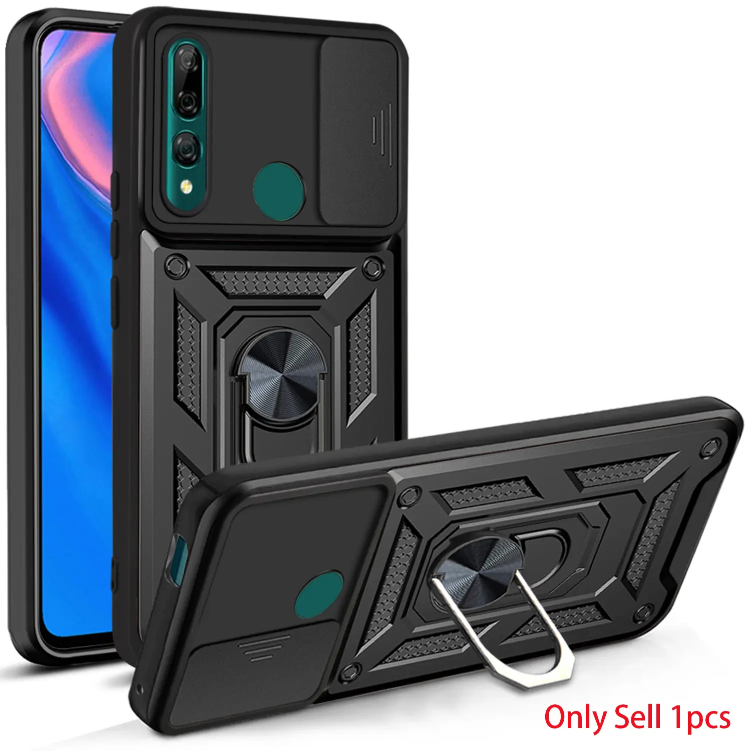Case for Huawei P Smart Z/Y9 Prime 2019/Honor 9X International Edition, Dustproof, Shockproof, Rotatable Ring Stand, Lens Cover for Huawei P Smart Z/Y9 Prime 2019/Honor 9X Case