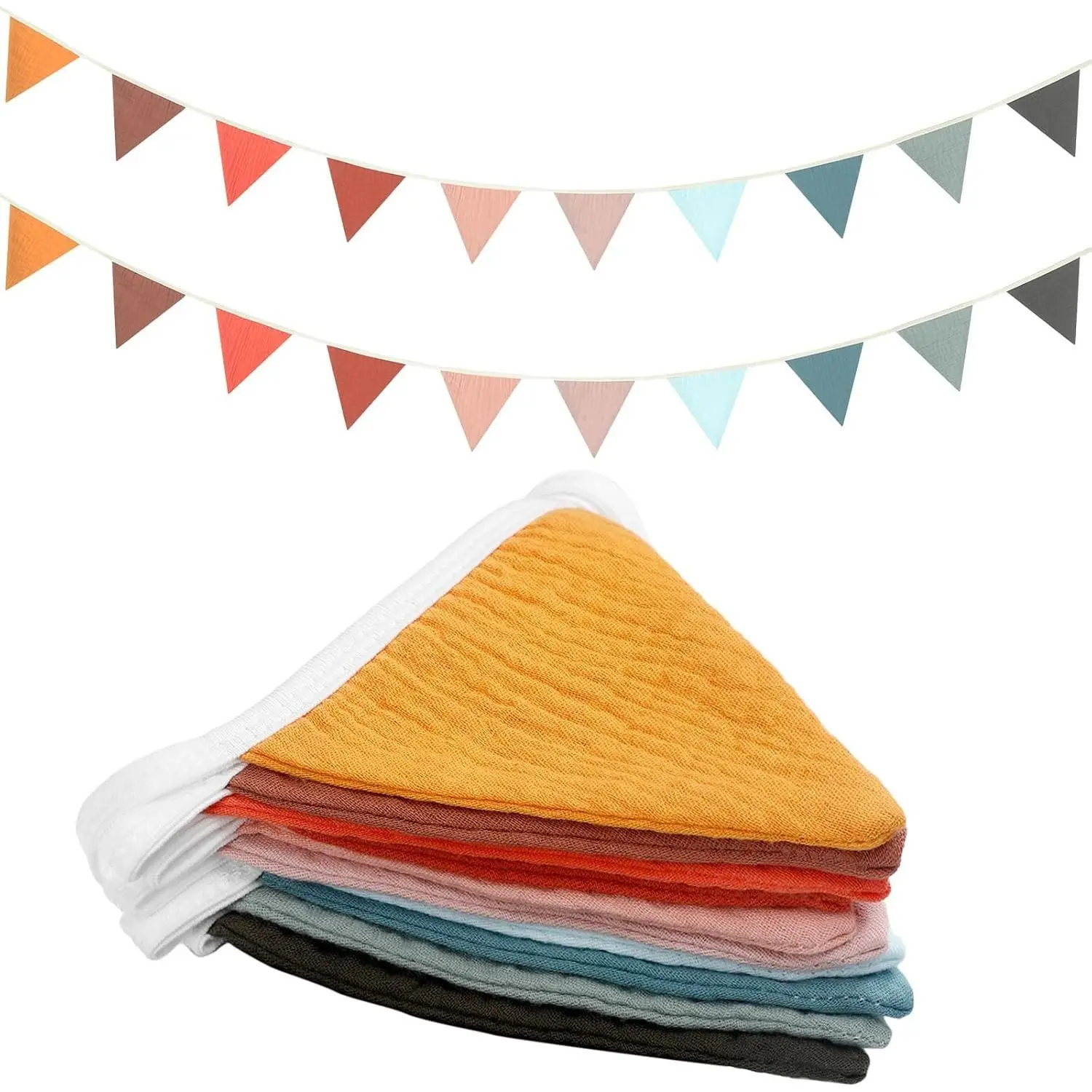 2 Pcs Pennant Banner Flags Nursery Garland Triangle Bunting Flags Playroom Wall Decor Banner for Nursery Baby Shower Birthday Boho Wedding Party Event, Each 7.75 ft(Mixed Color)