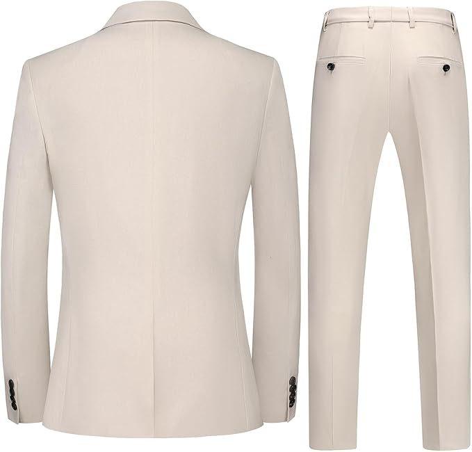 Men's Casual Linen Blend Blazer  Slim Fit Notch Lapel One-Button Jacket With Center Vent For Everyday Wear