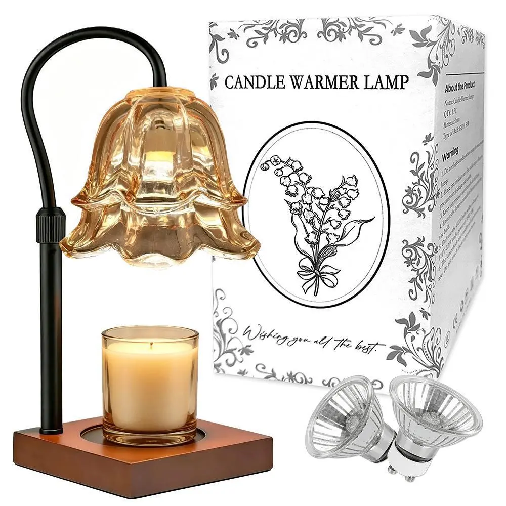Fragrance Candle Melter, Convallaria Decor Light, Adjustable Height Timing Control, 2 Extra Bulbs Inside, Flameless Aromatherapy Lamp for Apartment Bathroom Decor