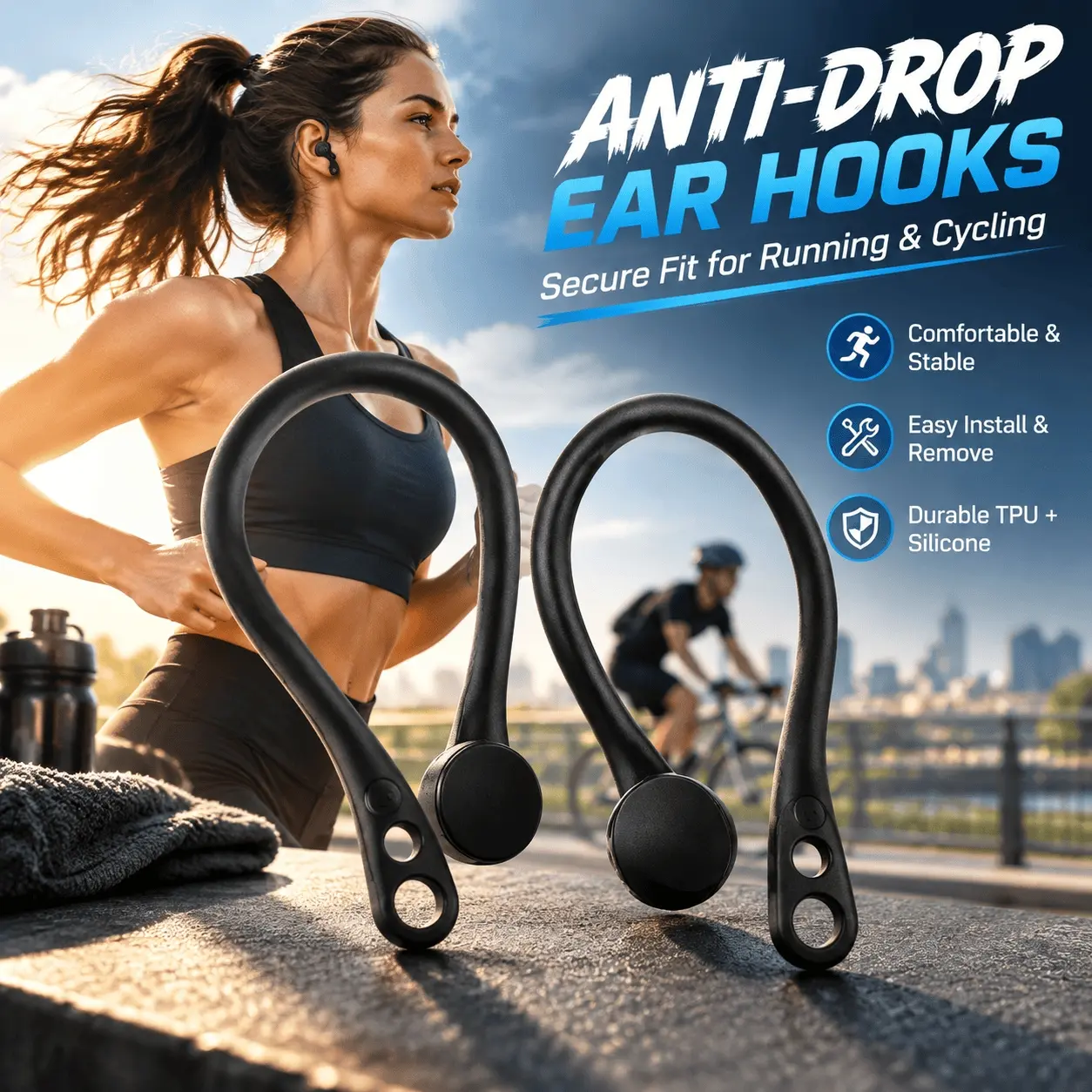 1PC Non-Slip Earphone Hook, Silicone, 1.6cm, for Securing Earphones During Activity, Cycling