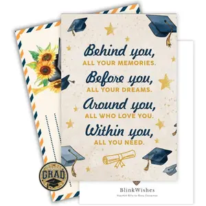 Graduation Card 2026 Congrats Grad Card with Envelope and Seal Happy Graduation Cards for Her or Him Inspirational Grad Greeting Cards