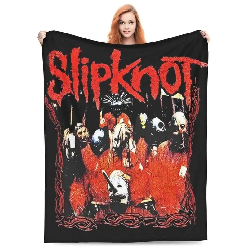 Slipknot band rock theme flannel blanket, soft and comfortable, suitable for all seasons, suitable for living room, office, travel, multifunctional gift