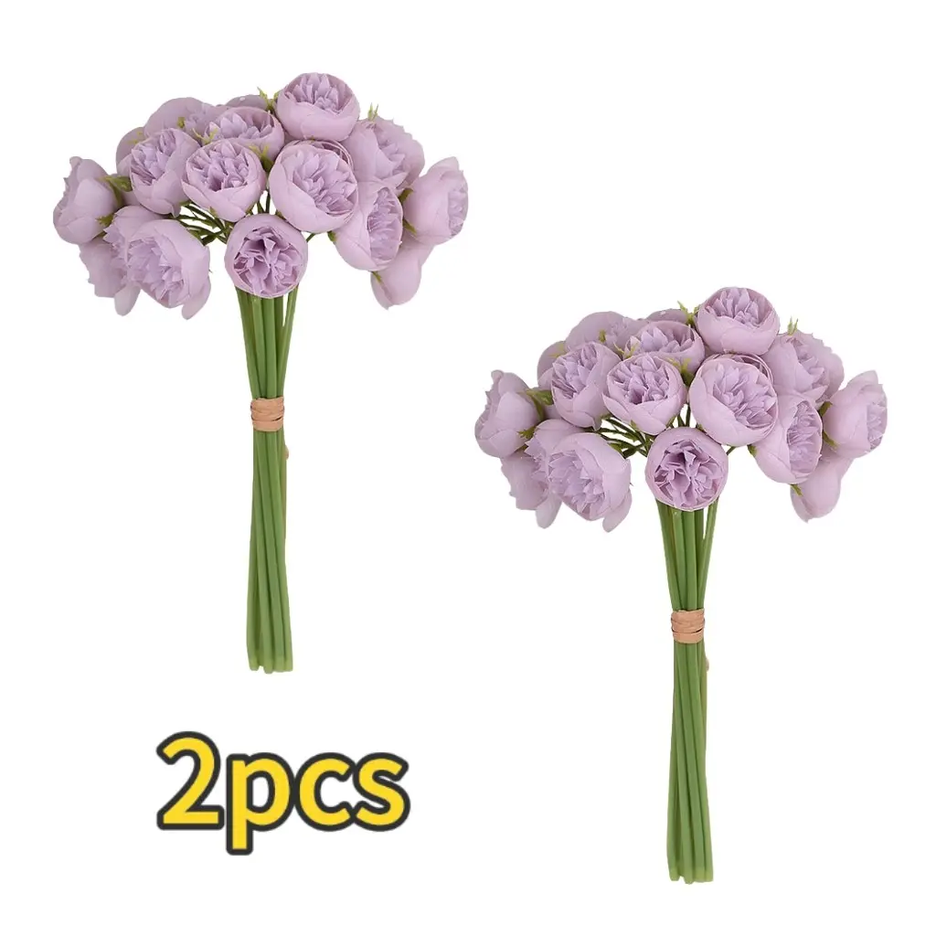 18pcs Artificial 27 Head Tea Rose Peony Bouquet, Home Decoration Bouquets, Soft Ins Romantic Style, Realistic Non‑Deformable Petals, Pink & Light Purple Available, Ideal for Tabletop Display & Home Decor Lovers
