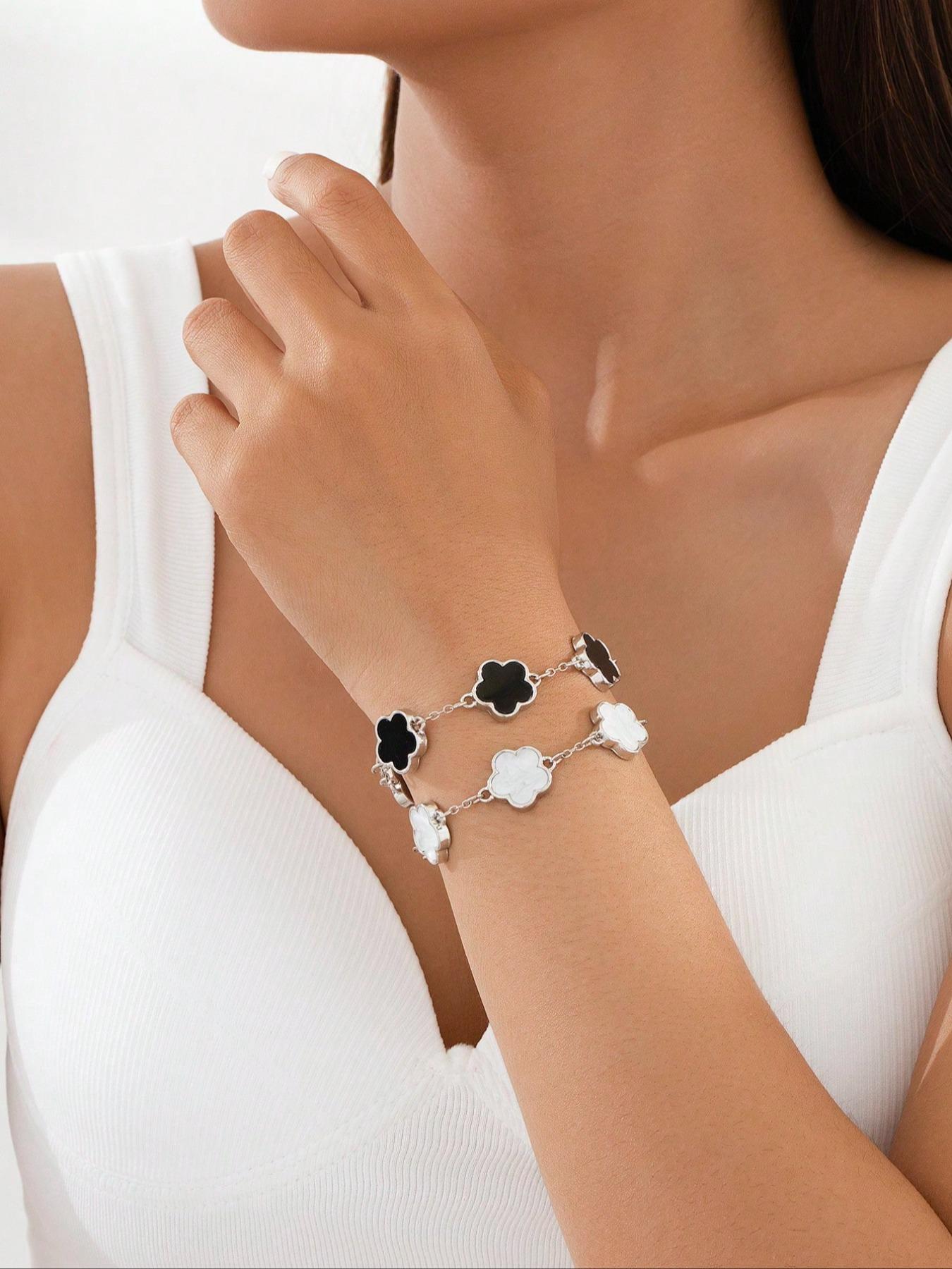 Women's Elegant Fashion Flower Design Bracelet, Fashion Jewelry for Party, Daily Clothing Decor, Trendy All-match & Exquisite Jewelry for Birthday Gift
