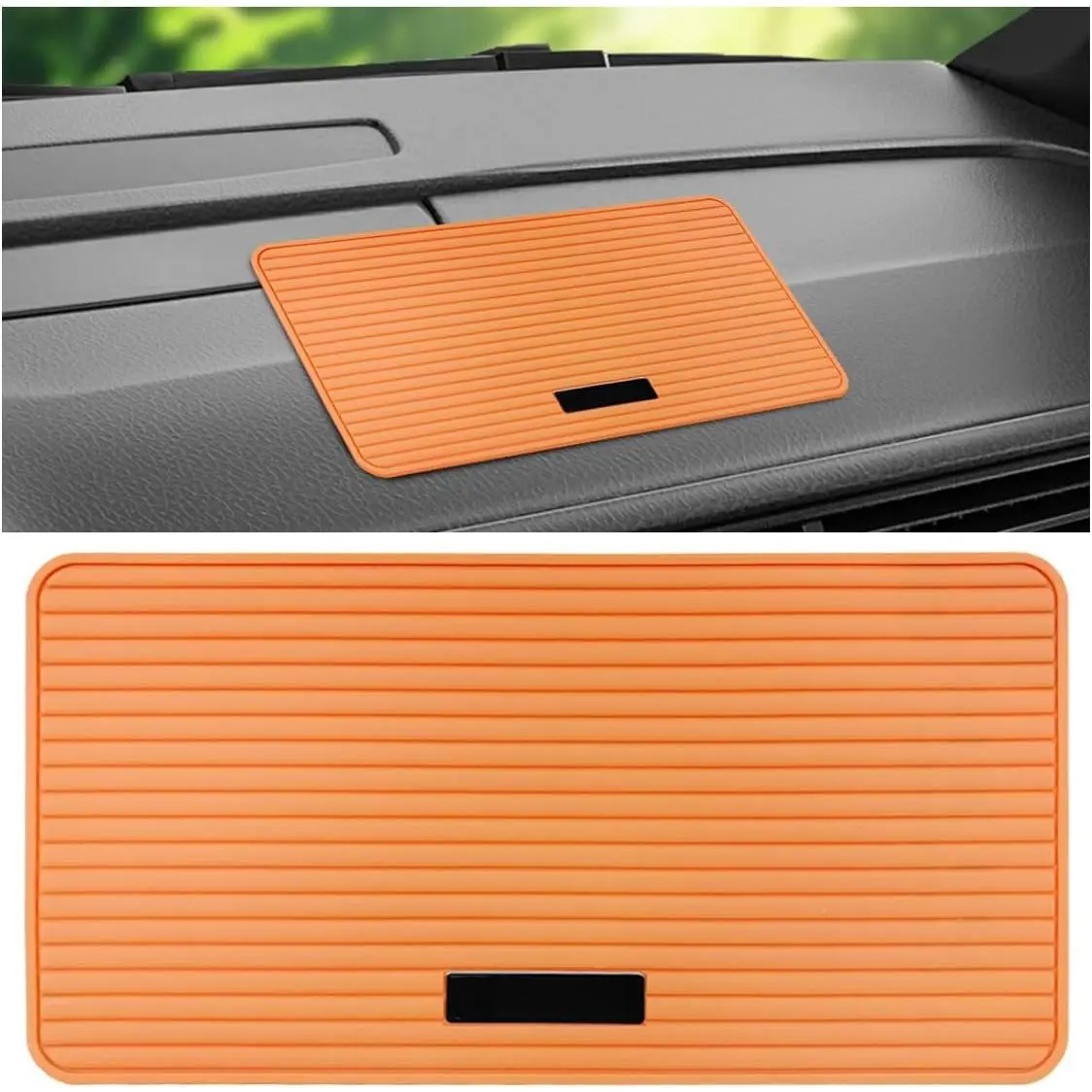 Dashboard Anti-Slip Mat, 11.81"×5.94"  PVC Phone Gripping Tray, Multifunctional Auto  Sticky Pad,  Interior Organizer Accessory for Sunglasses  (Orange)