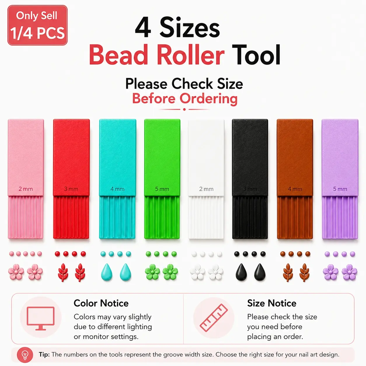 1/4pcs DIY 3D Print Clay Gel Ball Maker Tool, Nail Art Bead Roller for 3D Gel Flowers, Bead Roller for 2mm 3mm 4mm 5mm Round Beads, Sphere Shaper for Nail Art, Polymer Clay, Earrings, Jewelry Making and DIY Crafts