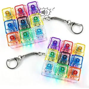 2Pcs LED Keyboard Fidget Toy,9-in-1 Keyboard Clicker Fidget for Stress Relief Calm Anxiety Finger Clicker Toys with Lights,Keyboard Keychain Decompression Button Sensory Toy for Kids Adults Giftsfidget toys