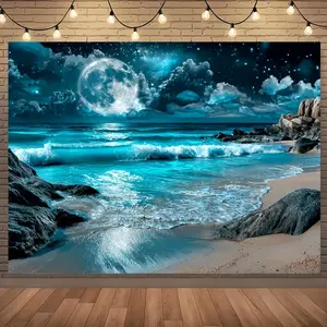 Celestial Sky Moon Backdrop Party Decoration Birthday Decor Photo Booth Background Wall Decor Event Decoration Photography Background Holiday Celebration Anniversary Party Indoor Outdoor Polyester Decor