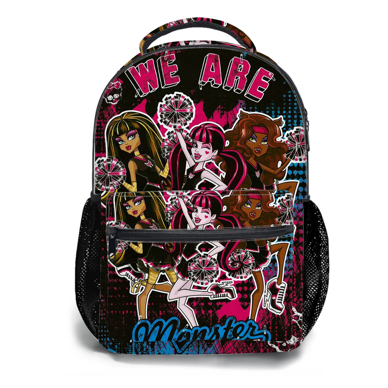 monster high Y2K Fashion School Backpack for Teen Girls, Cute Cartoon Aesthetic Student Bookbag with Padded Shoulder Straps, Large Capacity Casual Daypack and Travel Bag for Kids a-70