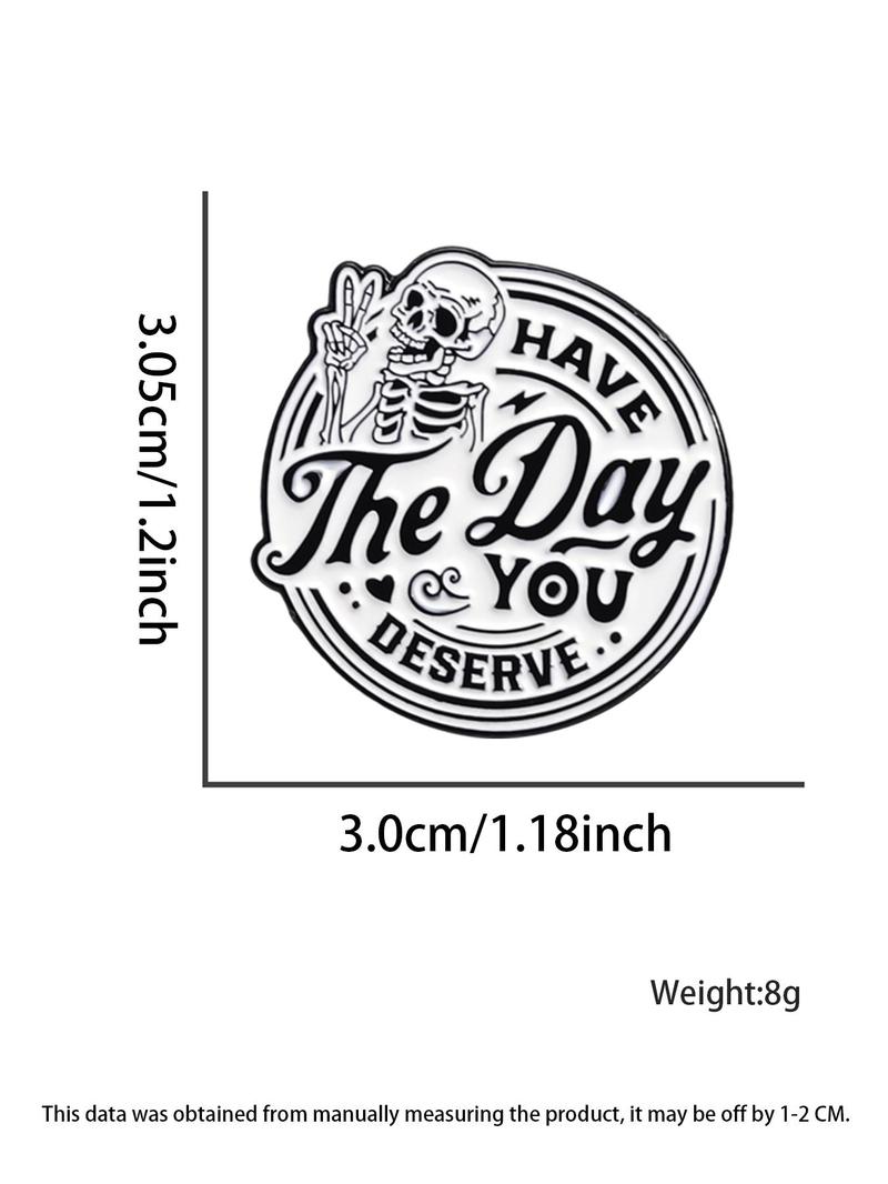 Skeleton & Letter Pattern Brooch, Fashion Brooch for Women & Men, Enamel Pin Suitable for Backpacks, Jeans, Scarves, Hats Decoration, Hat Pins