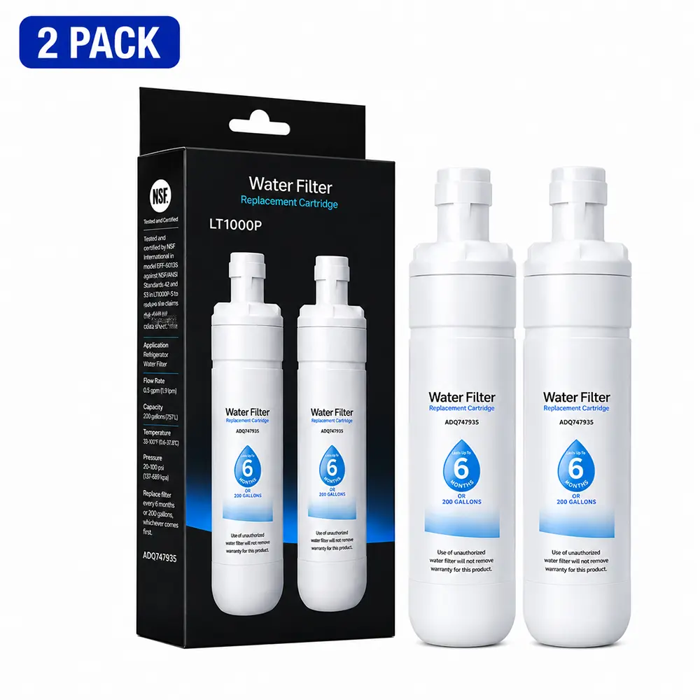 LT1000P Refrigerator Water Filter Replacement, 2 Pack Compatible with LG LT1000PC LT1000PCS ADQ74793501 ADQ74793502 MDJ64844601, Fits Kenmore 46-9980 9980, Long Lasting Fresh Water Filter
