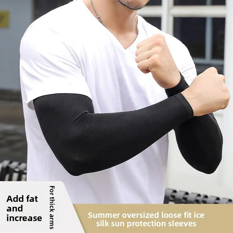 Loose Large-Size Custom Ice Sleeves, Sun Protective Arm Guards with UV Protection, 3x Stretch Elasticity for Hiking, Sports, Cycling Outdoor Activities