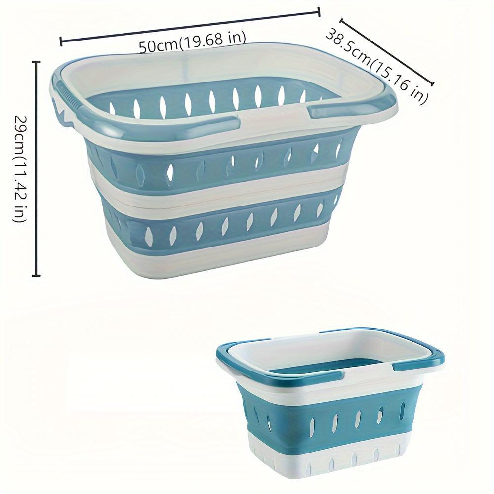 Foldable Laundry Basket with Handle, Durable Plastic, Space-Saving Rectangle Design for Bedroom and Bathroom, Easy to Clean Storage Solution, Collapsible Laundry Hamper
