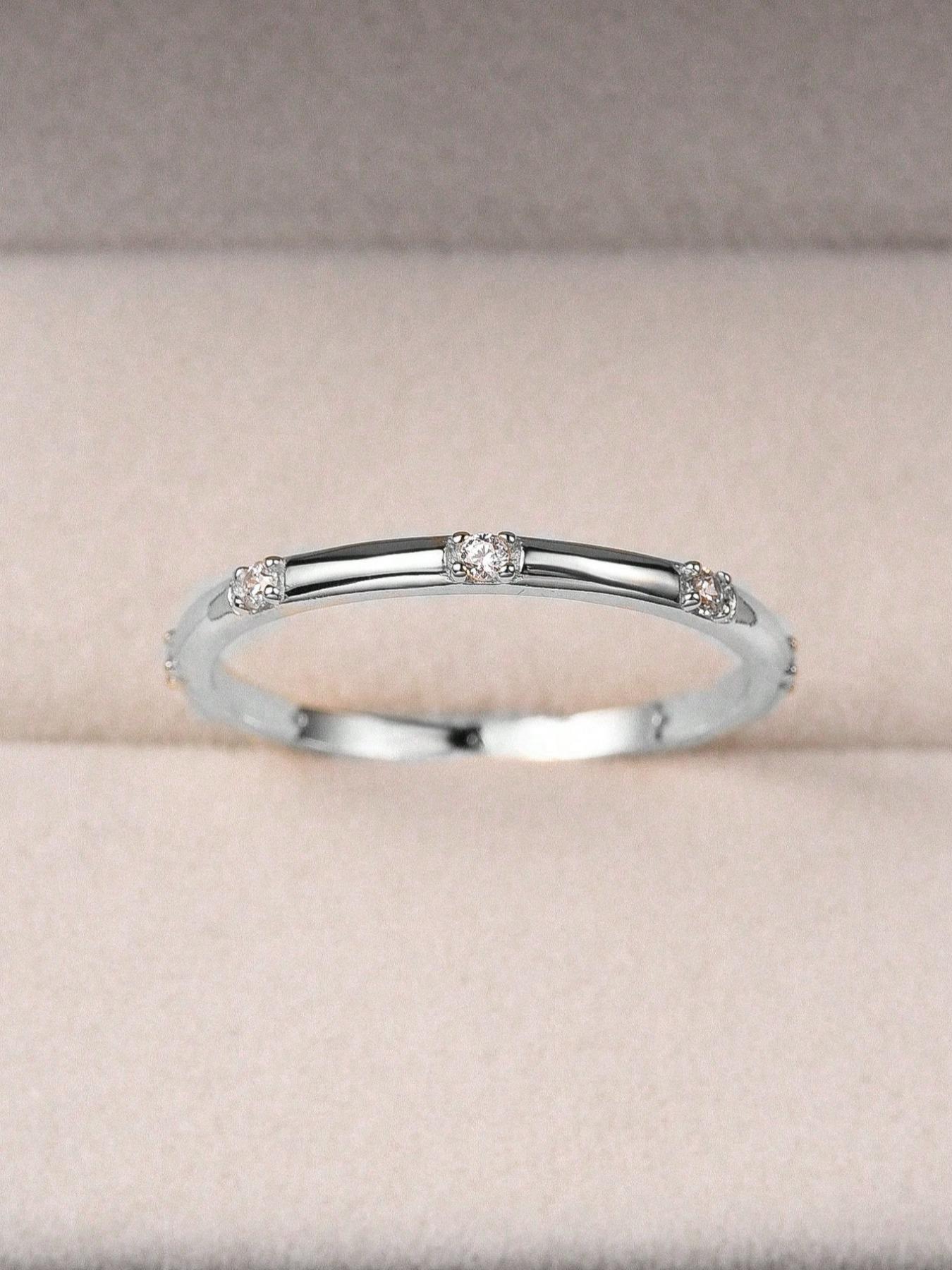 S925 Sterling Silver Fashion Artificial Zircon Decorated Ring, Elegant Everyday Ring, Fashion Jewelry for Party, Daily Clothing Decor, Trendy All-match & Exquisite Jewelry for Birthday Gift