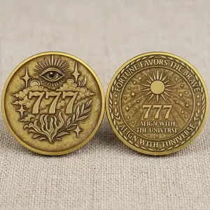 2D All-Seeing Eye Lucky Coin, 777 Number Luck Coin, Wealth Symbol, Cosmic Alignment Commemorative Coin, Elegant Engraving, Gift for Luck Seekers