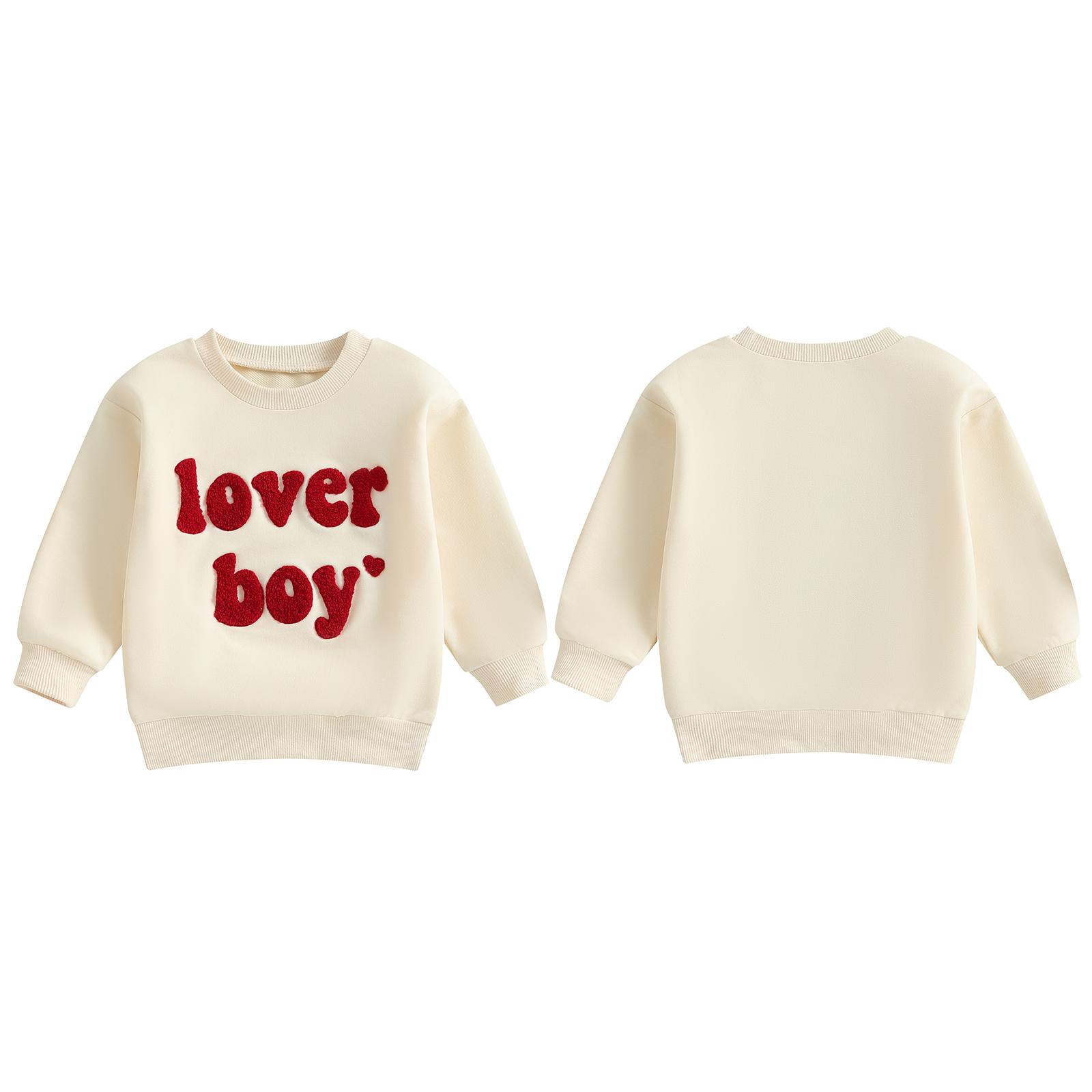 Toddler Baby Boys Valentine's Day Outfits Lover Boy Sweatshirts Long Sleeve Crew Neck Letter Embroidery Pullovers Baby Spring Tops Toddler Baby Boys Valentine's Day Outfits Lover Boy Sweatshirts Long Sleeve Crew Neck Letter Embroidery Pullovers Baby Spring Tops