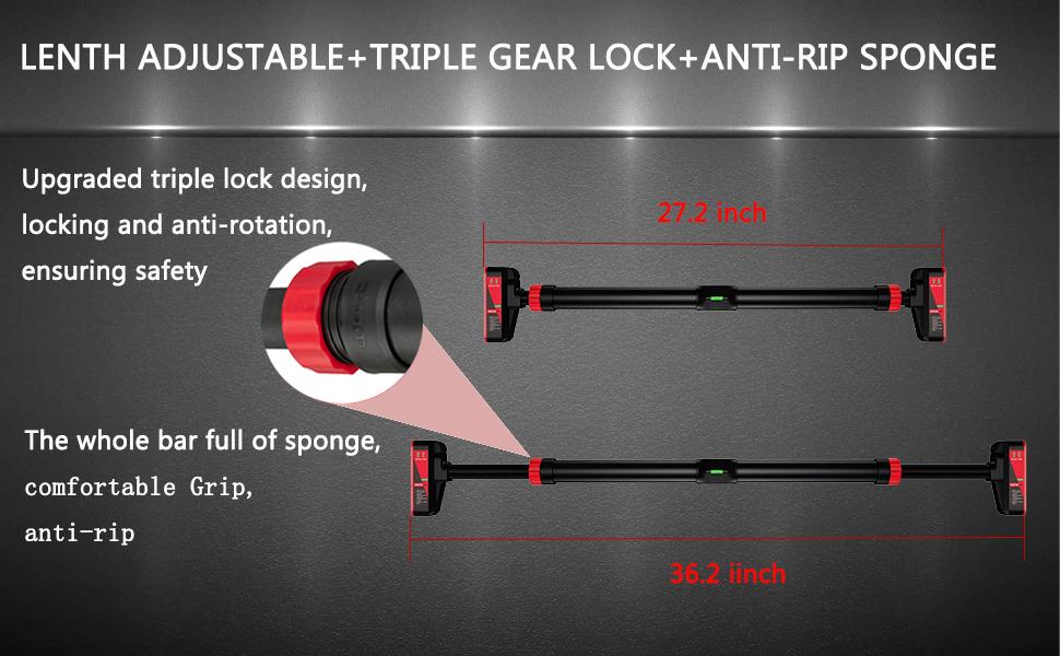 Pull Up Bar for Doorway, Strength Training Upper Body Workout Chin Up Bar with Level Meter and Adjustable Width No Screw Installation for Home Gym Exercise Fitness