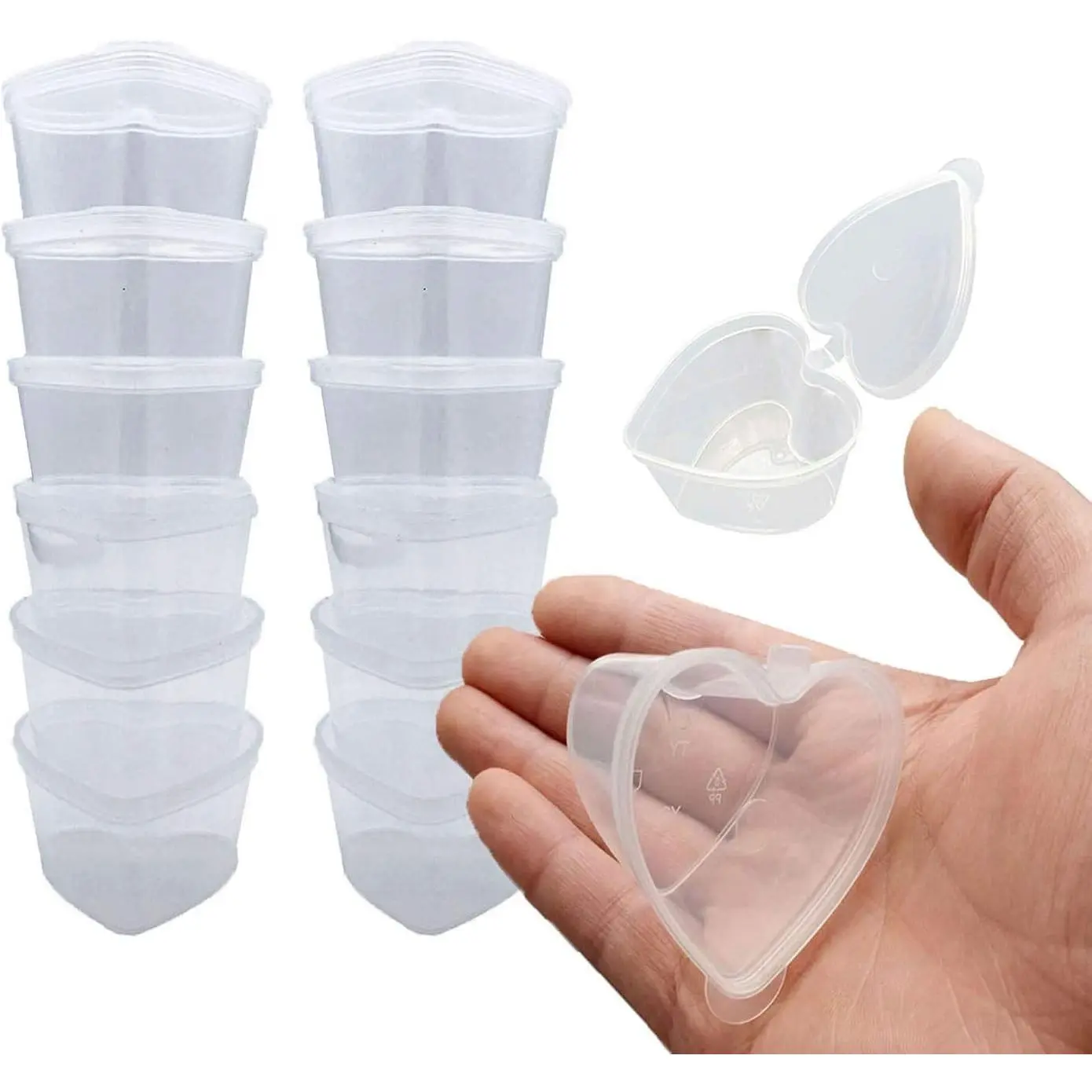 40 Packs Heart Shaped Storage Containers With Lids for 20g Slime Art Craft Making