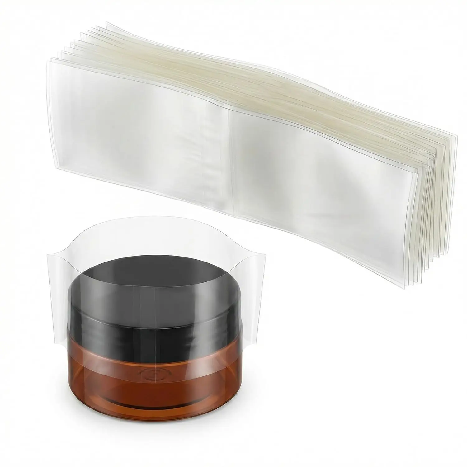 200 count Heat Shrink Wrap Film Shrink Seal Bands, Clear Perforated Shrink Band for 2oz/60ml Wide Glass Jars, Plastic Canisters and Metal Tins, Easy to Use