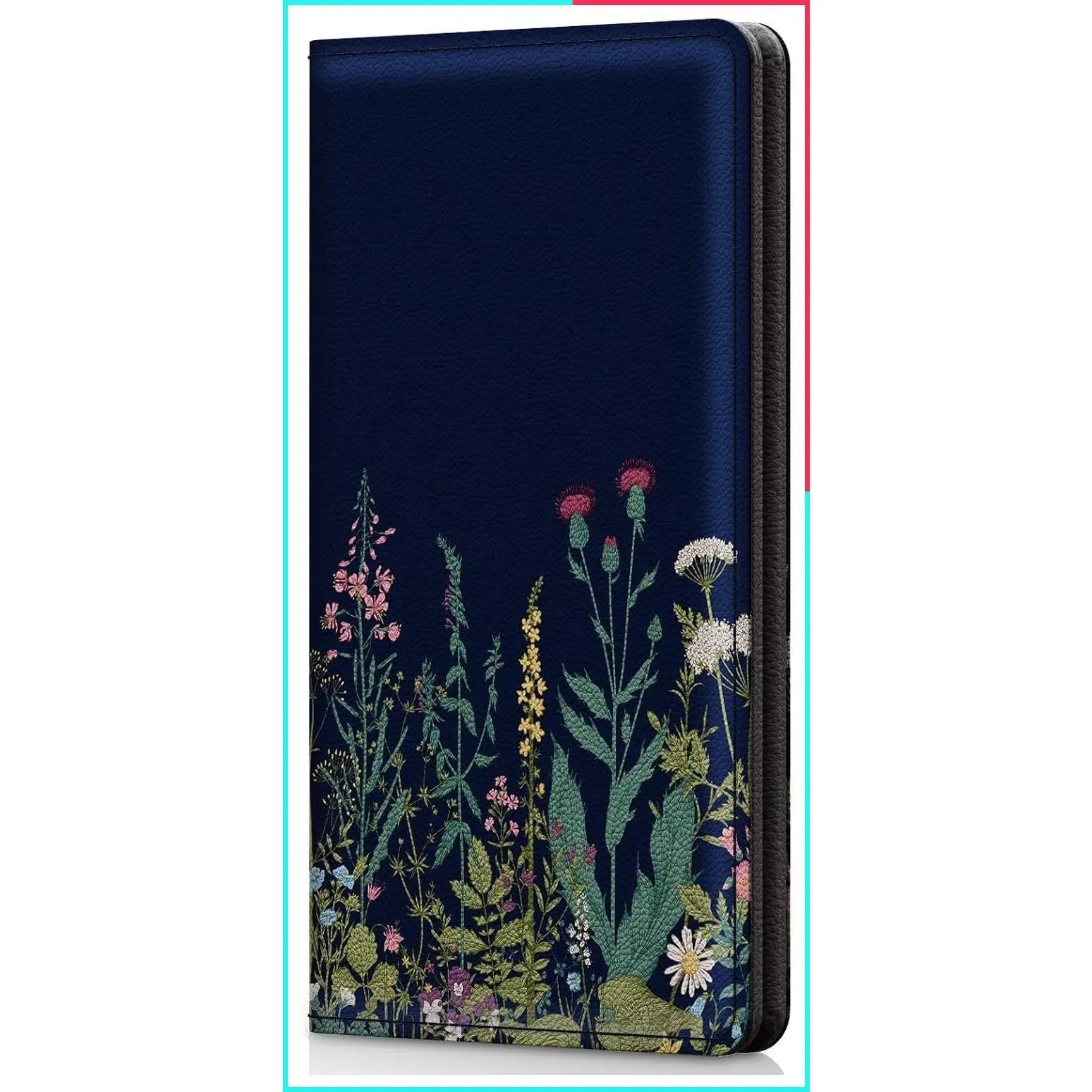Patterned PU Leather Checkbook Cover for Women & Men with Pen Holder & Built-in Clear Divider for Duplicate Checks