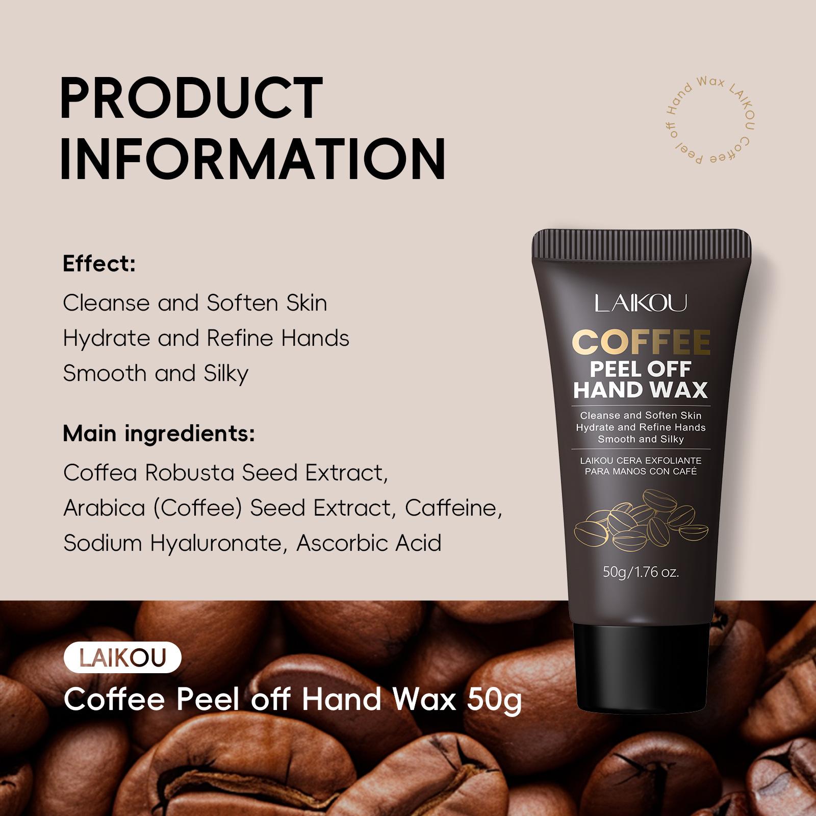 Coffee Peel Off Hand Mask 50g ， Exfoliating Hand Wax for Dead Skin Removal ， Deep Cleansing & Moisturizing Hand Treatment ，Smooth Soft Hands ， Travel Size Portable Jar