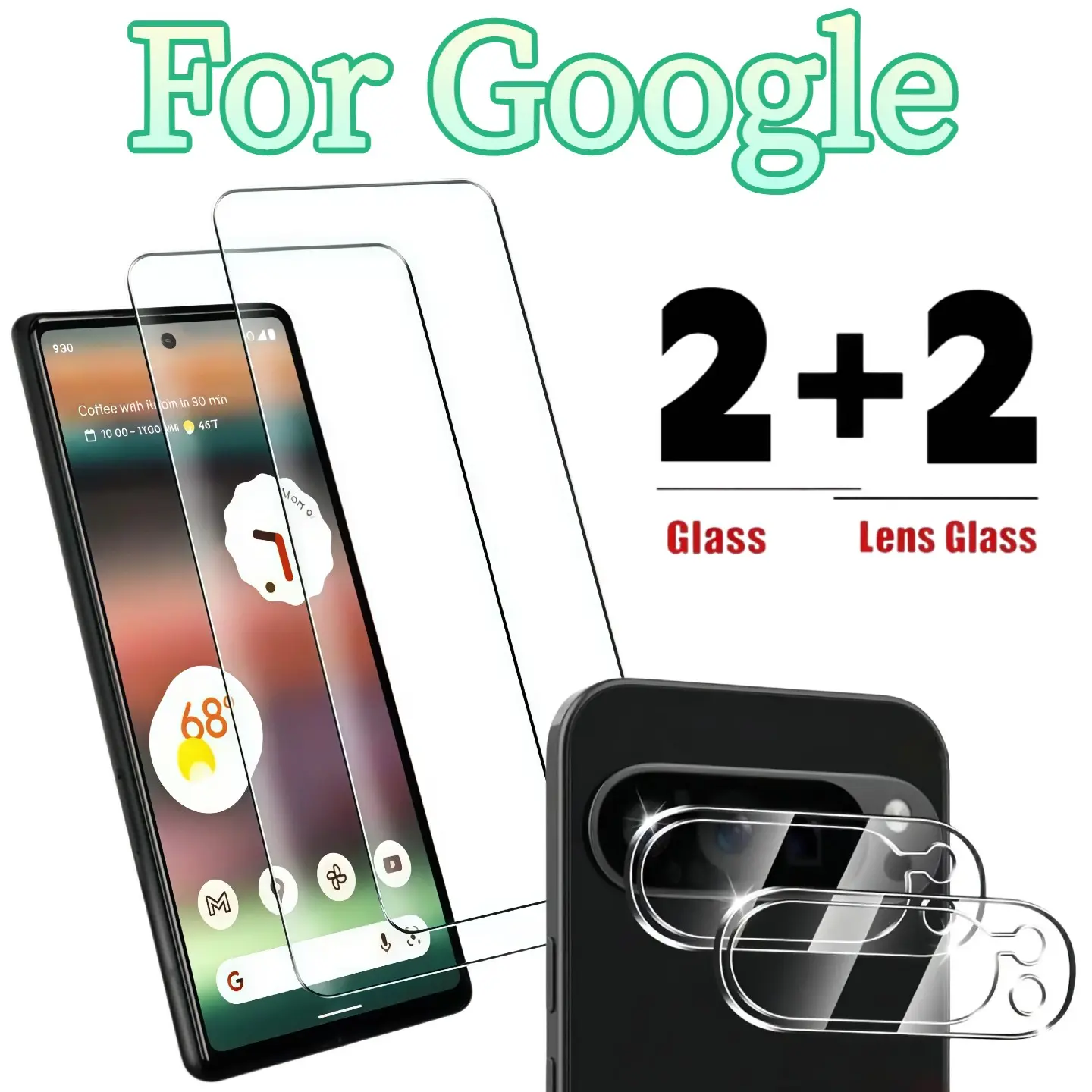2+2 Pack Screen Protector for Google Pixel 6-11 Pro Xl, HD Tempered Glass, 9h Hardness, Dust-Free, Bubble-Free, Easy Install, Scratch-Resistant