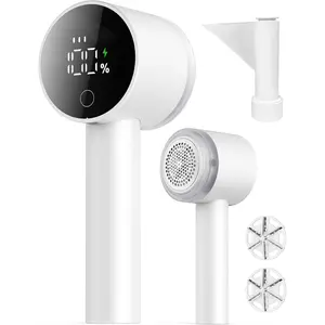 Shaver, 2-in-1 rechargeable sweater shaver, equipped with a lint roller, magnetic cover, digital display, 2 extra blades, suitable for removing hair from clothing, furniture, and sofas