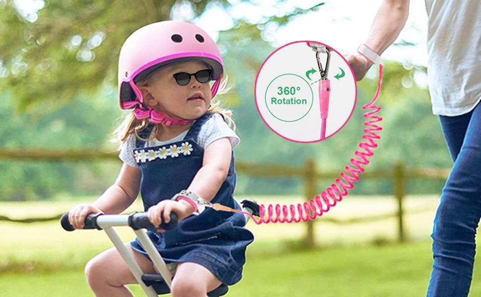 BY-XY Toddler Backpack Harness with Safety Leash, Cute Dinosaur Harnesses with Kids Anti Lost Wrist Link, Mini Child Schoolbag with Wristband Tether Strap and Protection Leashes for Baby Girls (Pink)