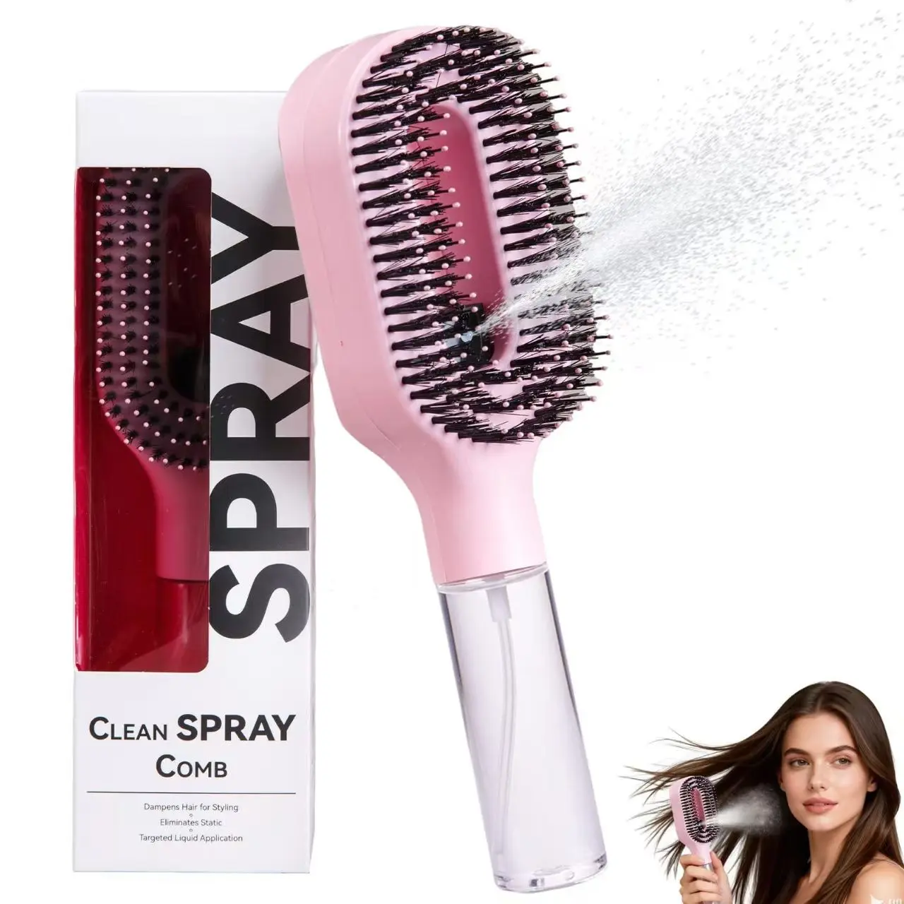 2026 new spray comb - double teeth design for scalp massage, styling comb, anti-static, can be equipped with water or essential oil for hair care, salon hairdressing tools, Combs for hair stylist, suitable for curly/straight hair, frizzy hair