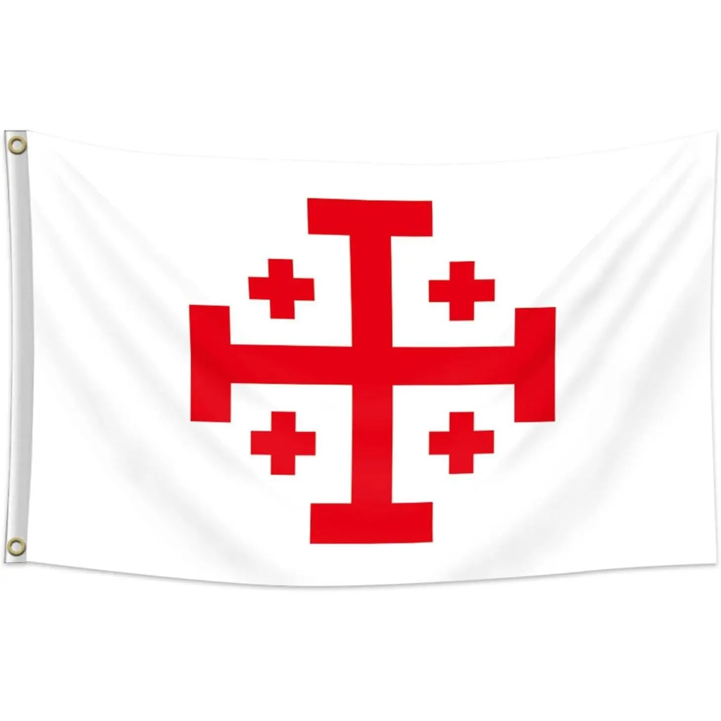 Order of the Holy Sepulchre of Jerusalem Flag 3x5 Ft - Catholic 100D Polyester Crusader Cross Banner, Lightweight, 2 Brass Grommets, Double Stitched for Religious Church, Outdoor Camping, Garden Wall Decoration, 60X90cm/2X3ft, Party