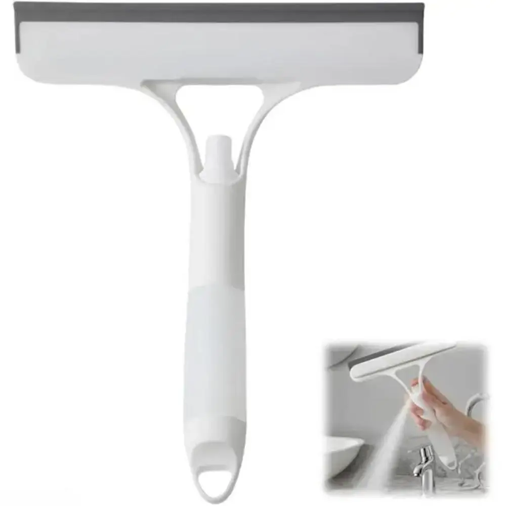 Modern Plastic Squeegee & Cleaning Brush with Sprayer, Multifunctional Tool for Household Windows and Bathroom Mirrors, 3-In-1, Built-In Spray Bottle, Car, Durable Plastic, Glass Cleaning Tool, Vibrant Design