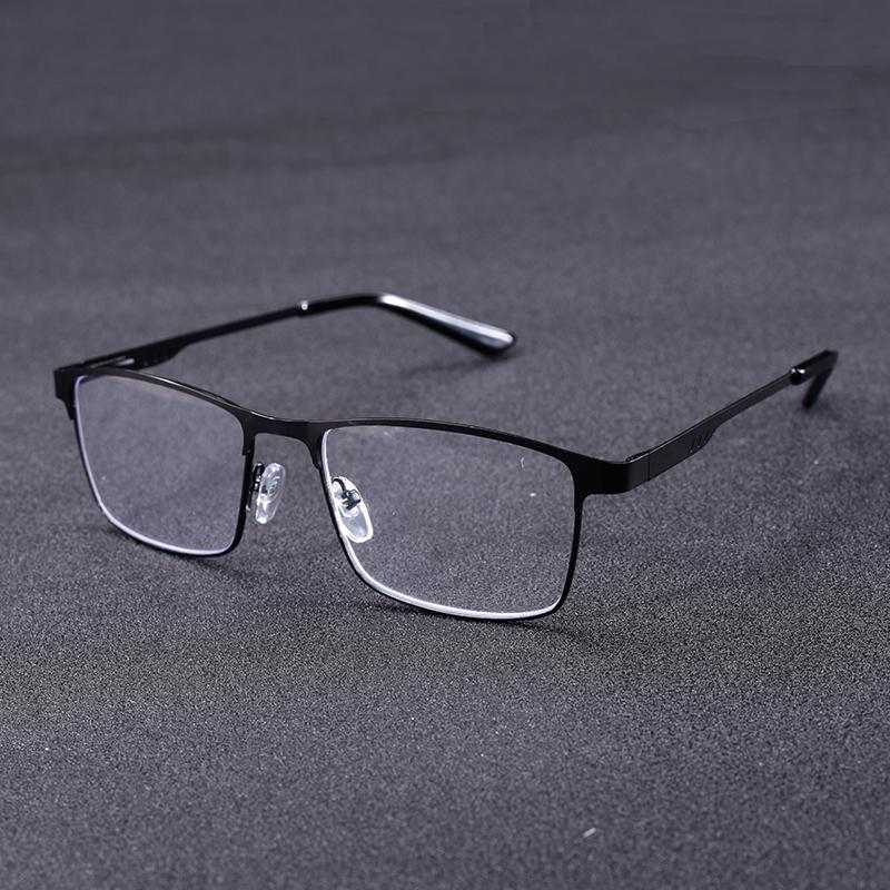 Mens Metal Reading Glasses Frame High Quality Square Presbyopic Spectacles Eyeglasses With Blue Light Lens+1.0 To +4.0